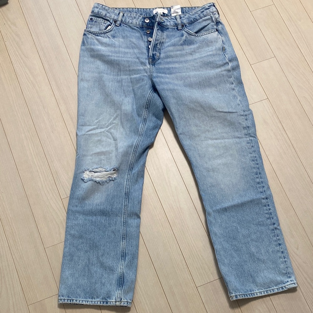 H&M Straight Leg Blue Distressed Jeans